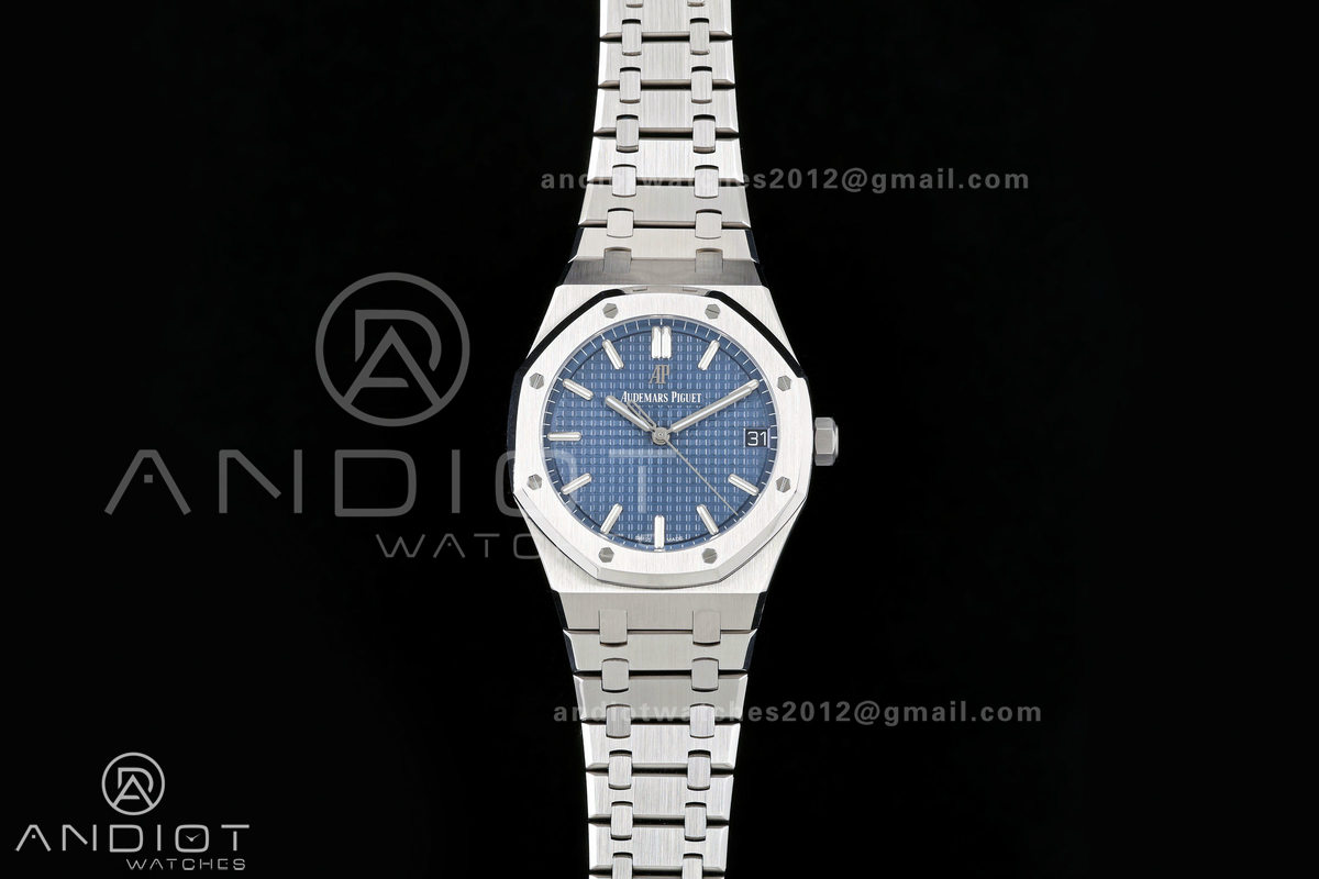 Royal Oak 41mm 15500 SS ZF Free Sprung V2 1:1 Best Edition Blue Textured Dial On SS Bracelet Super Clone A4302
